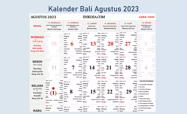Kalender Bali Juni 2023 Lengkap